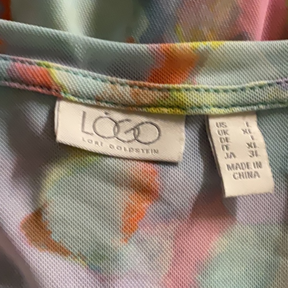 LOGO by Lori Goldstein‎ Multicolor 70s Abstract Cardigan size M Y2K - Picture 3 of 10